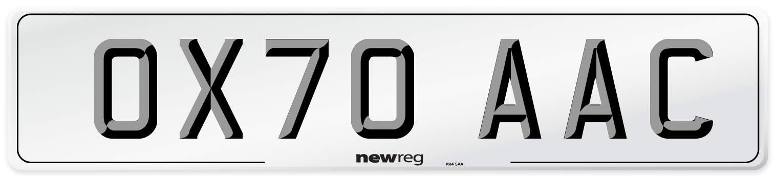 OX70 AAC Number Plate from New Reg